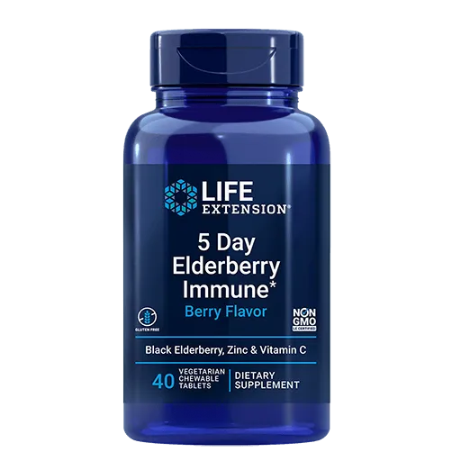 Life Extension 5 Day Elderberry Immune (Berry Flavor) - Front View