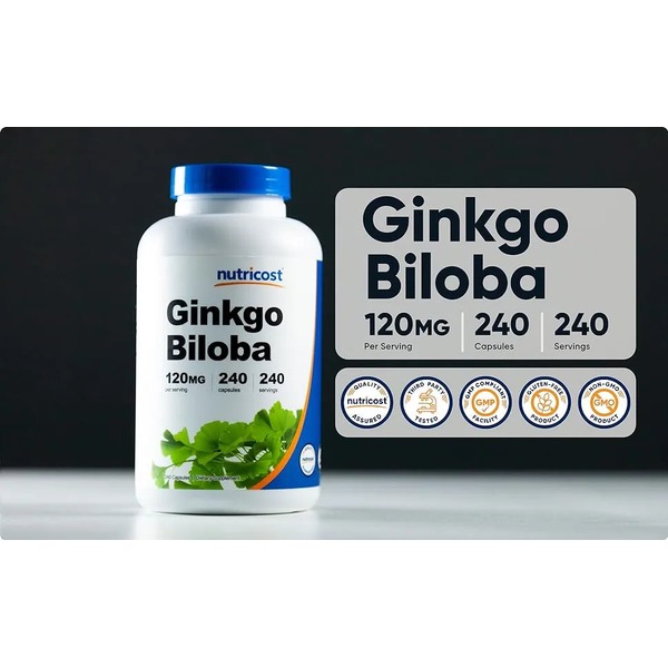 Nutricost Ginkgo Biloba 120mg, 240 Capsules - Extra Strength Ginkgo Biloba Extract