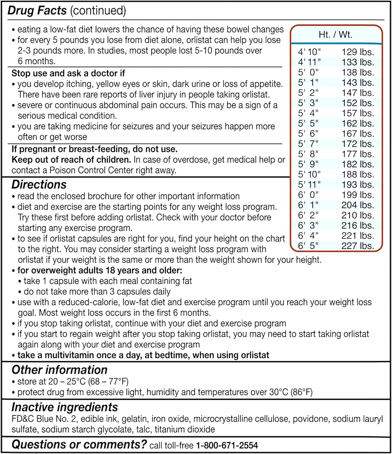 GSK alli Weight Loss Pills - Ingredients View