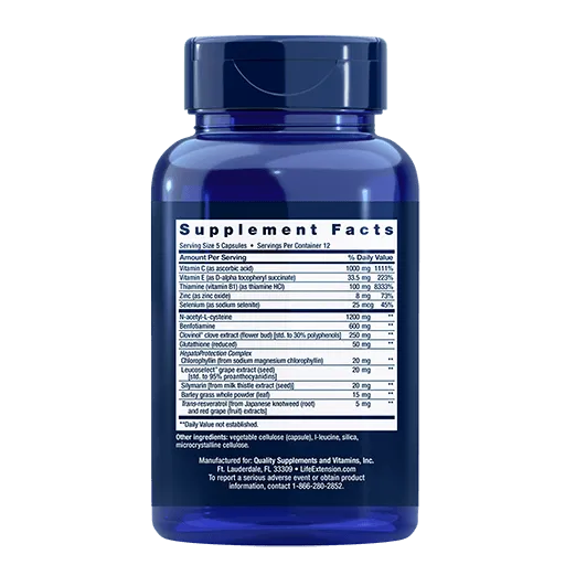 Life Extension Anti-Alcohol Complex - Back View
