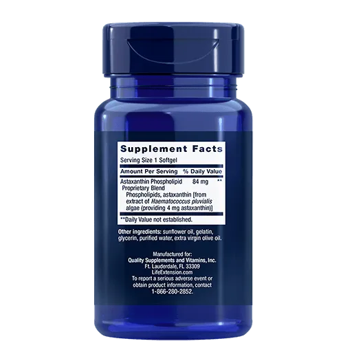 Life Extension Astaxanthin with Phospholipids - Back View