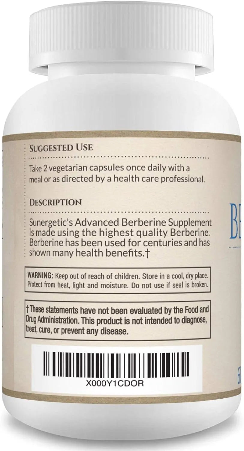 Sunergetic Berberine Supplement - Kenya (1200mg) - Angle View