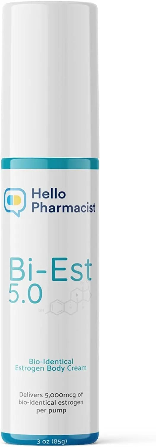 HelloPharmacist Bi-EST 5.0 Estrogen Menopause Relief Cream for Women - 5 mg Per Pump - Front View