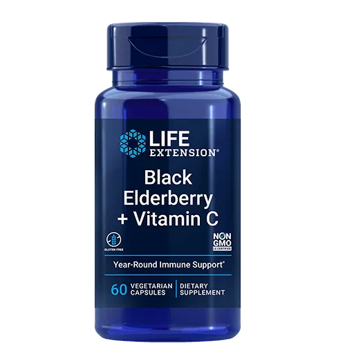 Life Extension Black Elderberry + Vitamin C - Front View