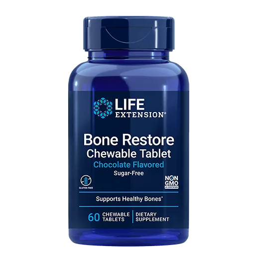 Life Extension Bone Restore Chewable Tablets (Chocolate) - Front View