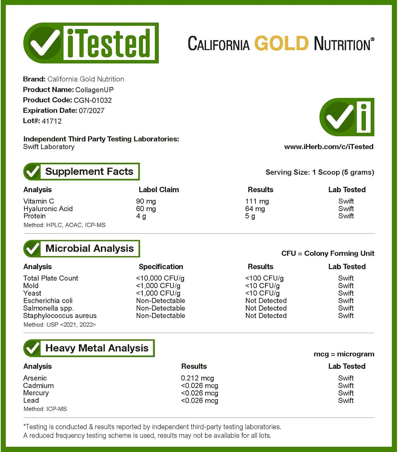 California Gold Nutrition California Gold Nutrition CollagenUP®, Hydrolyzed Marine Collagen - Angle View