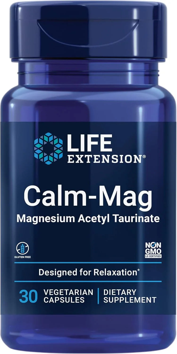 Life Extension Calm-Mag, Magnesium Acetyl taurinate, 30 Capsules - Front View