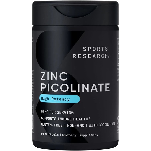 Sports Research Zinc Picolinate 50mg (60 Liquid Softgels)
