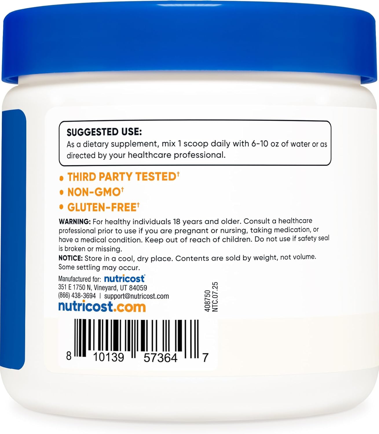 Nutricost D-Ribose Powder (250 Grams) - Ingredients View