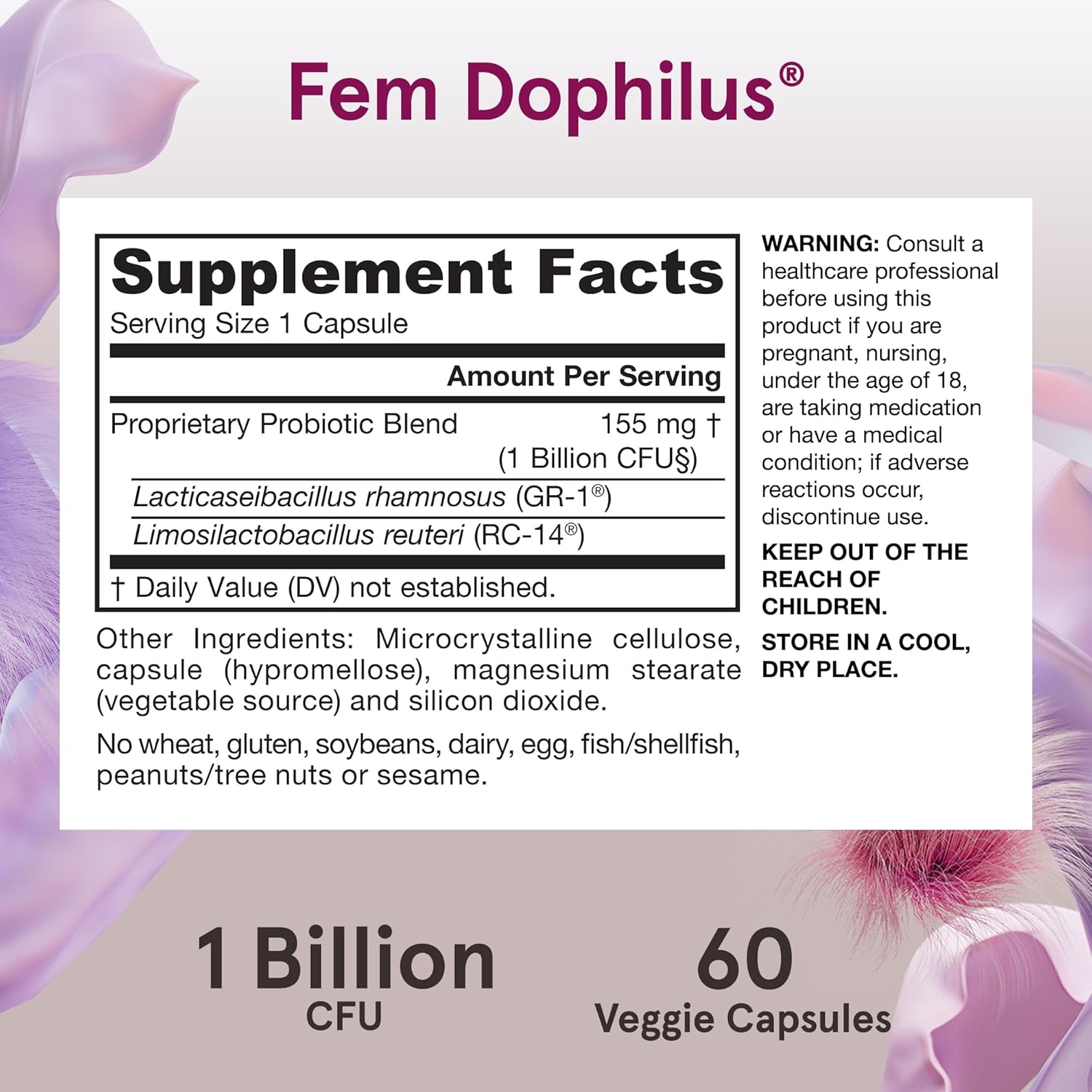 Jarrow Formulas Fem-Dophilus Vaginal Probiotics - Back View