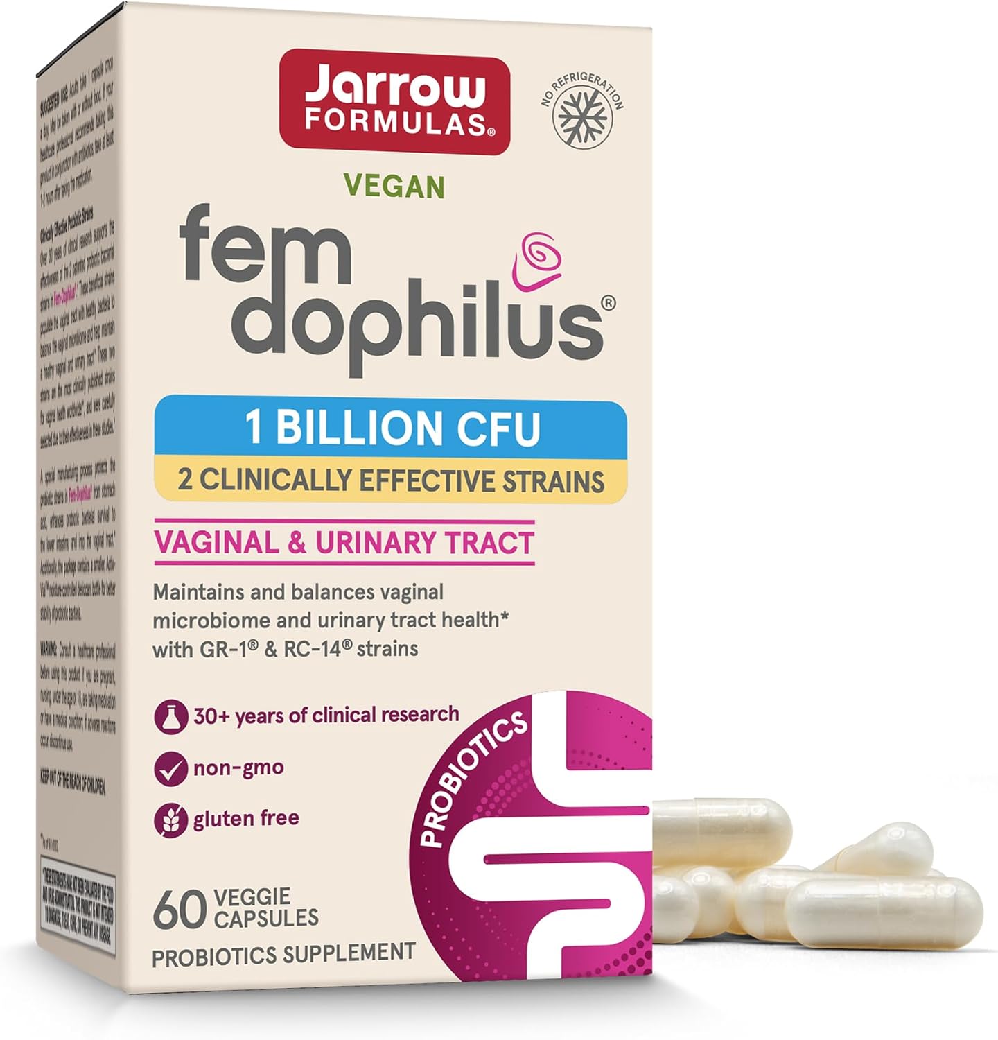 Jarrow Formulas Fem-Dophilus Vaginal Probiotics - Front View