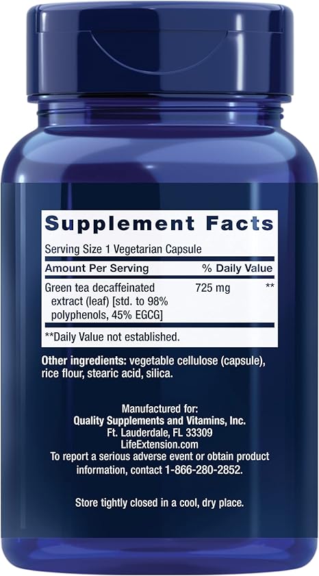 Life Extension Life Extension Decaffeinated Mega Green Tea Extract - Ingredients View