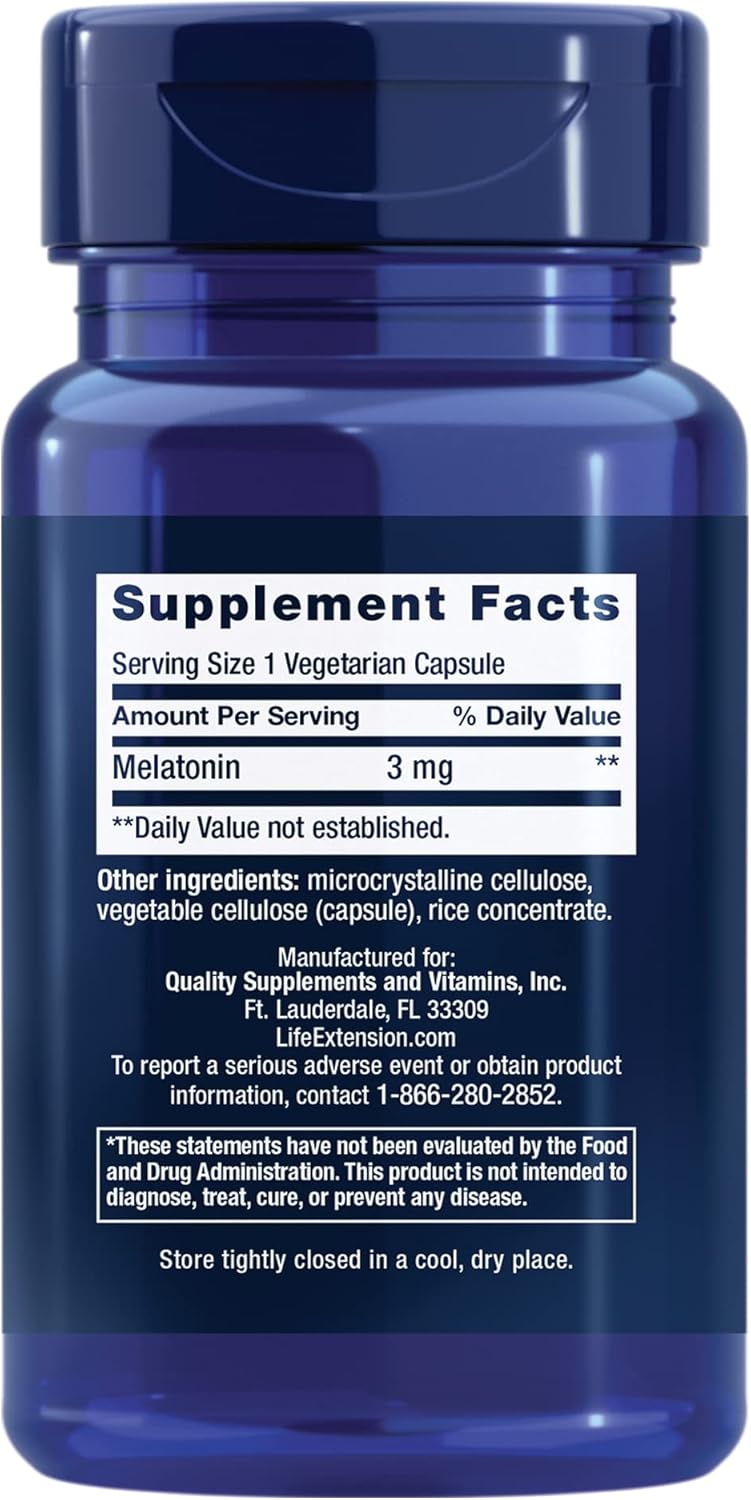 Life Extension Life Extension Melatonin 3MG - Back View