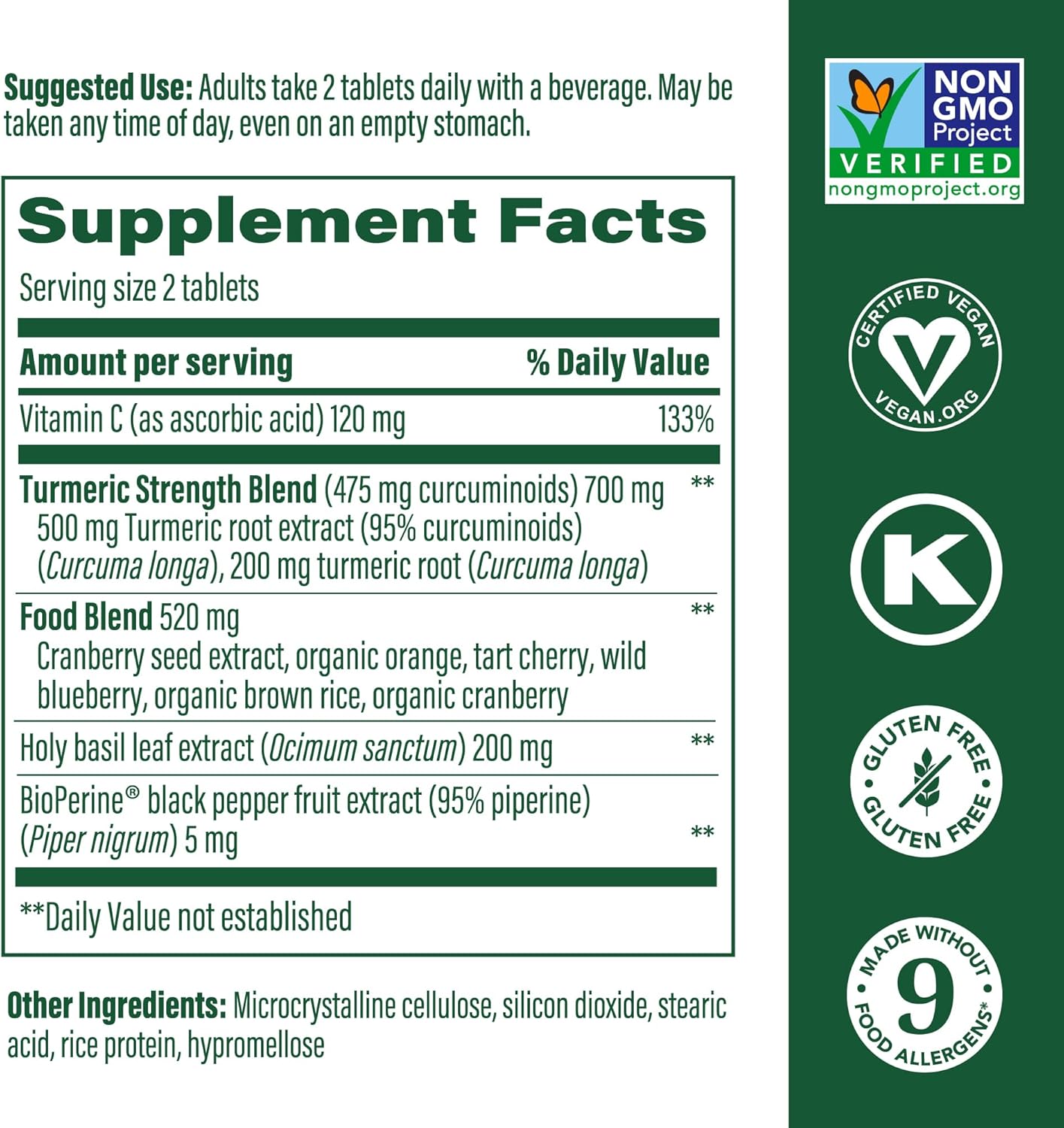 MegaFood MegaFood Turmeric Curcumin - Back View