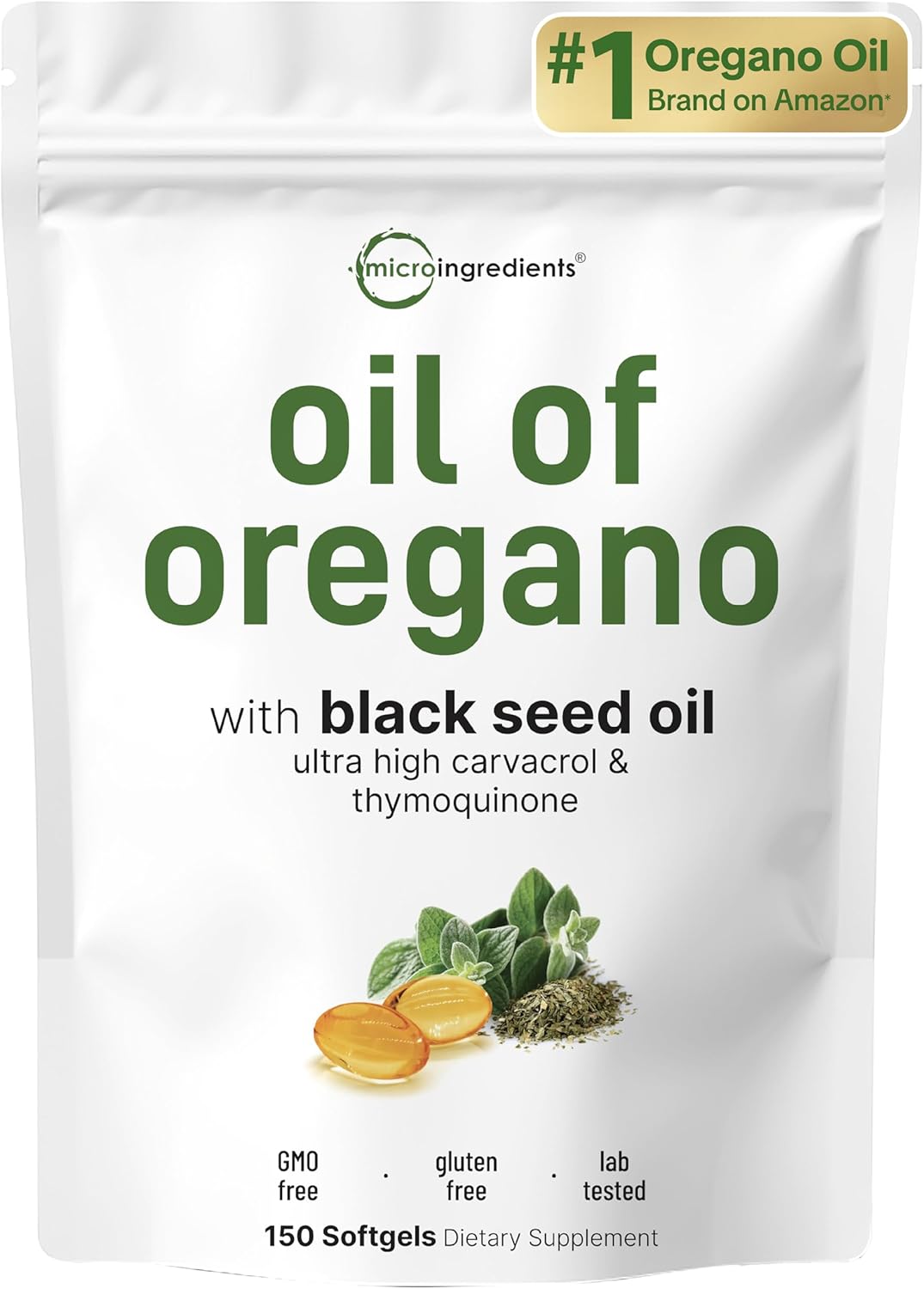 Micro Ingredients Micro Ingredients Oil of Oregano Softgel - Front View