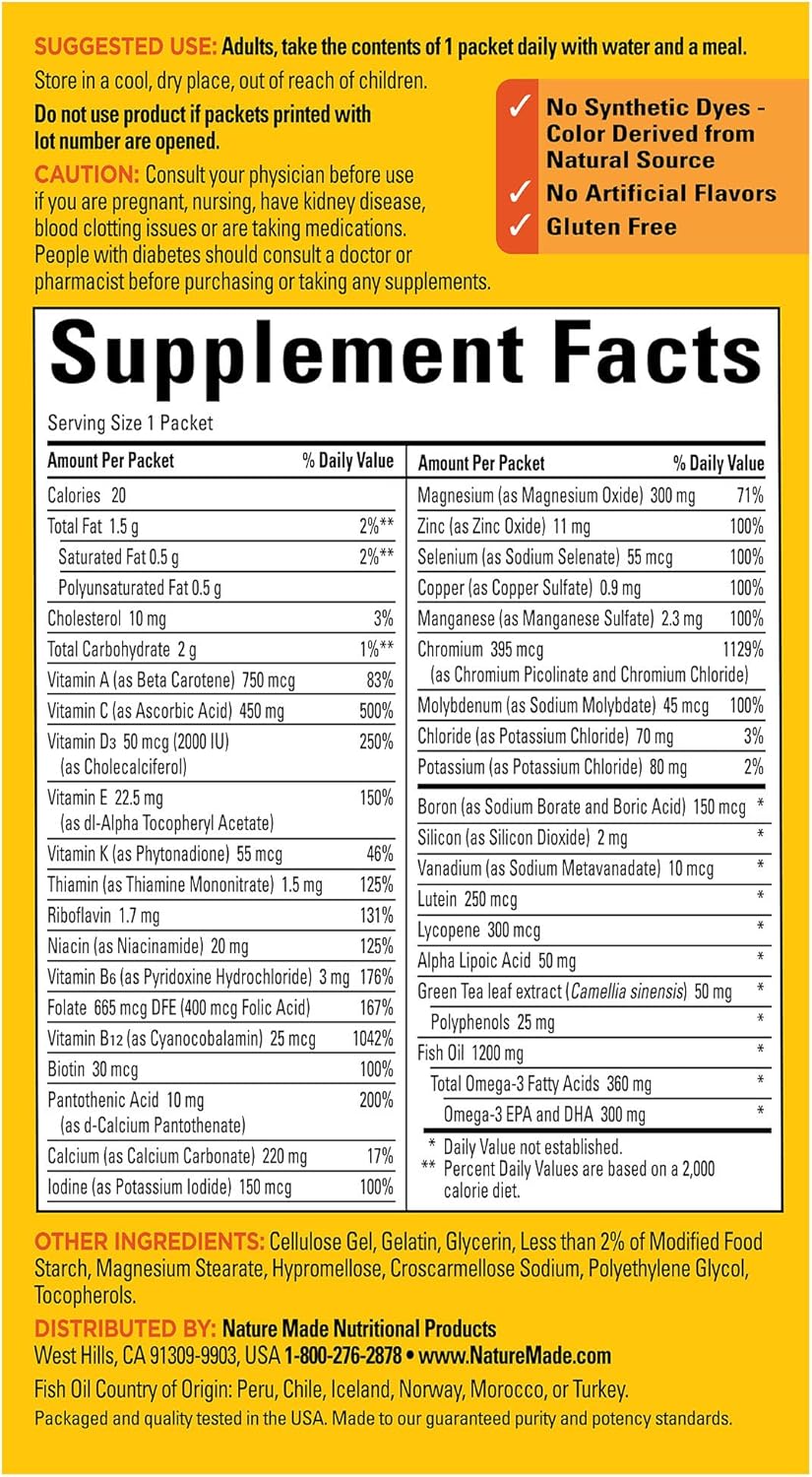 Nature Made Nature Made Daily Diabetes Health Pack, 30 Packets. - Back View