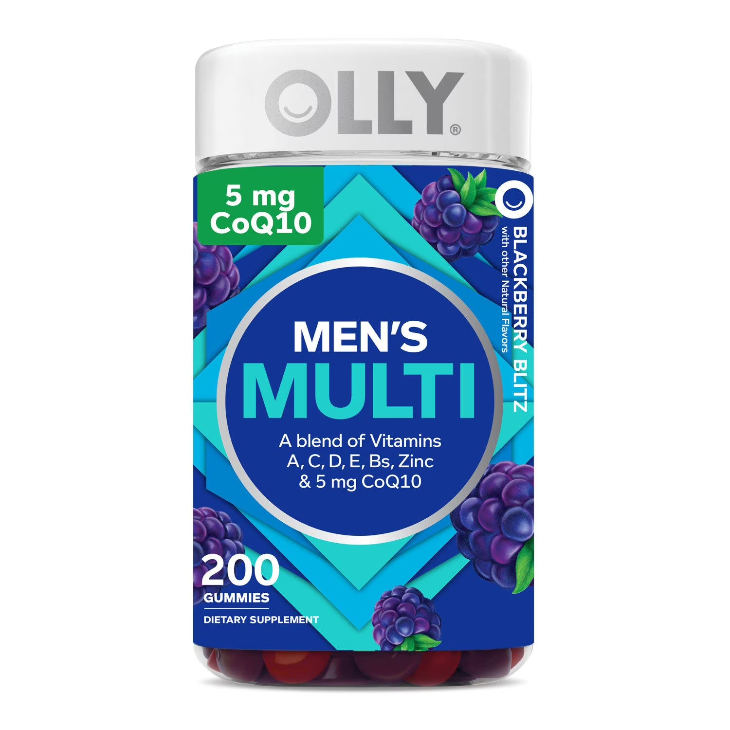 OLLY OLLY Men's Multivitamin Gummy, Blackberry, 200 ct - Front View