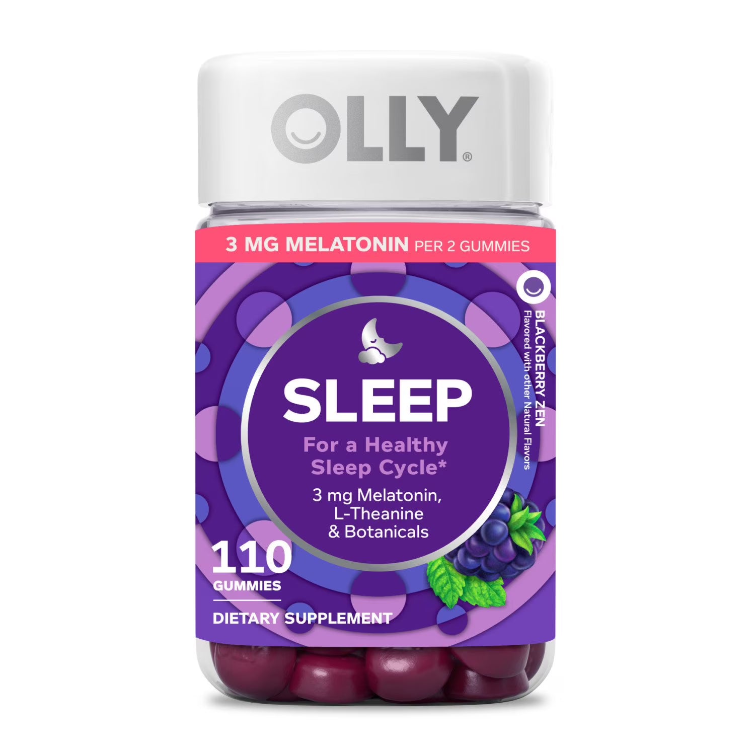 Olly OLLY Restful Sleep Gummies, Blackberry, 110 ct. - Front View