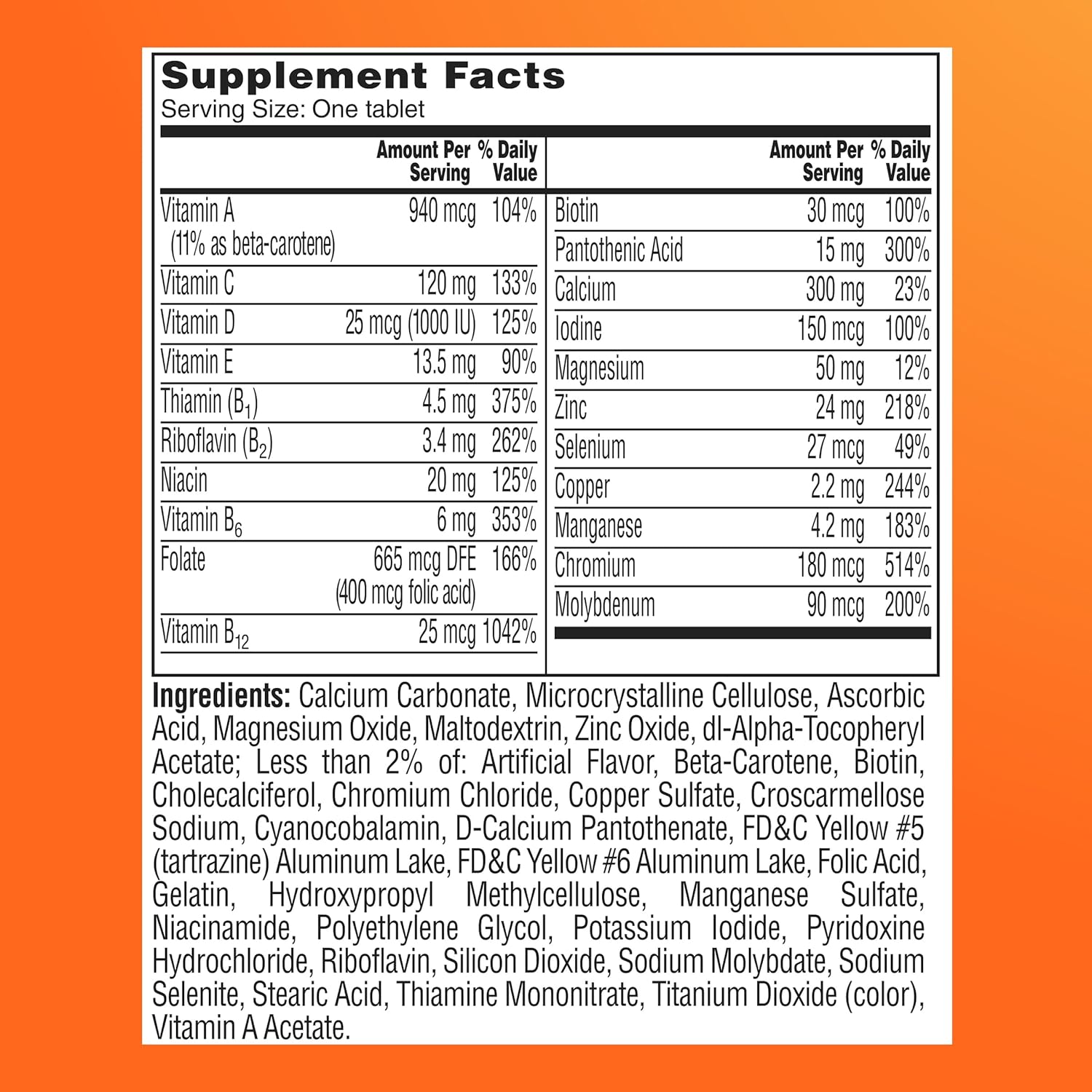 One A Day One A Day Multivitamin for Women 50+ - Ingredients View