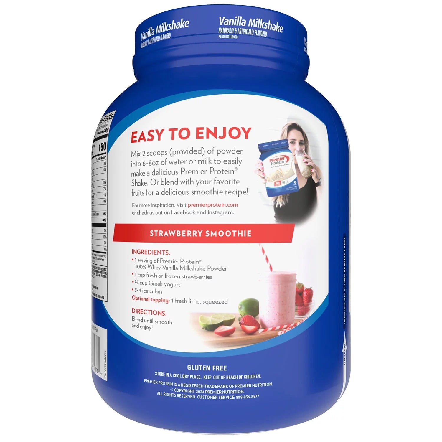 Premier Protein Premier Protein Whey Protein Powder Vanilla Milkshake - Back View