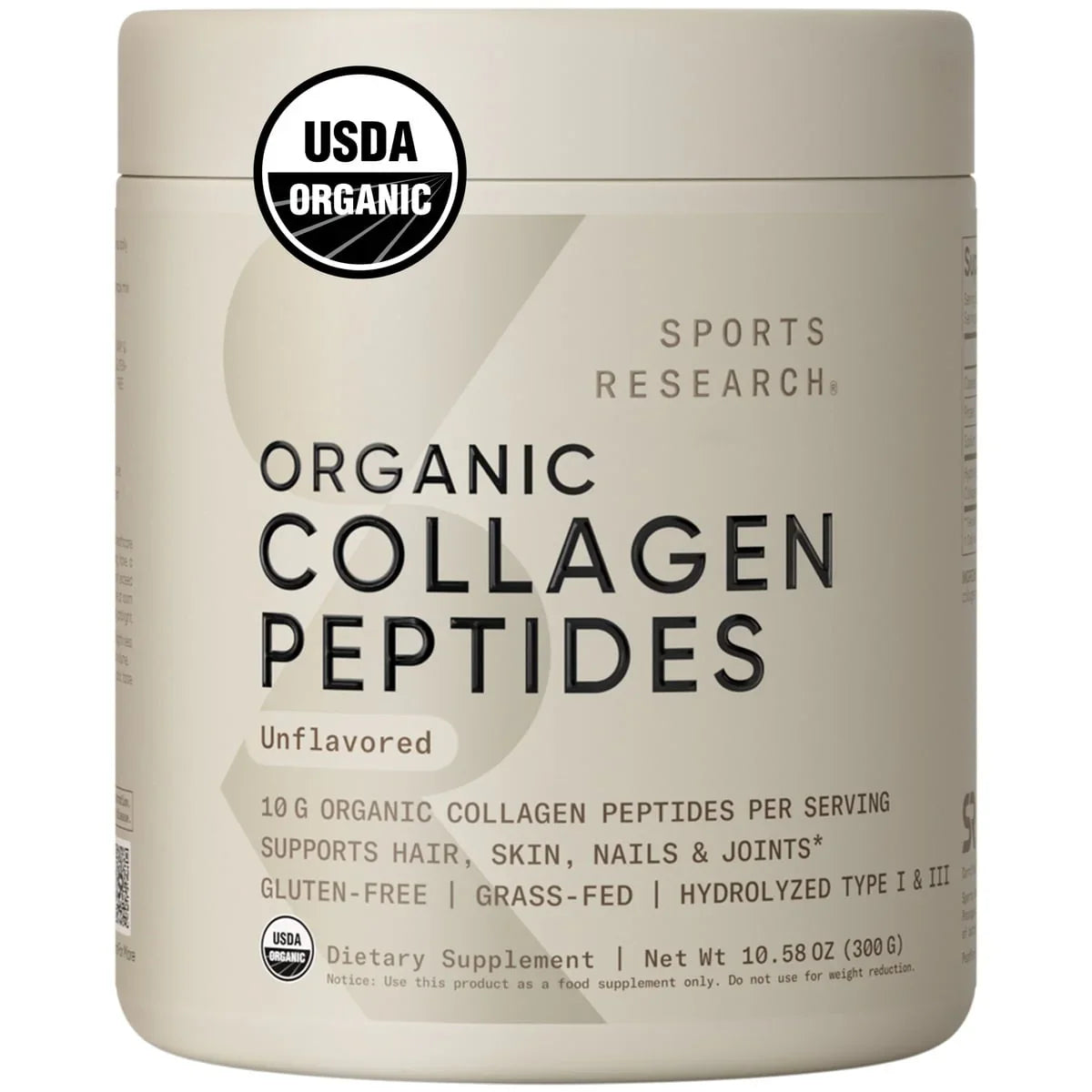 Sports Research Sports Research® Organic Collagen Peptides Type I & III - Front View