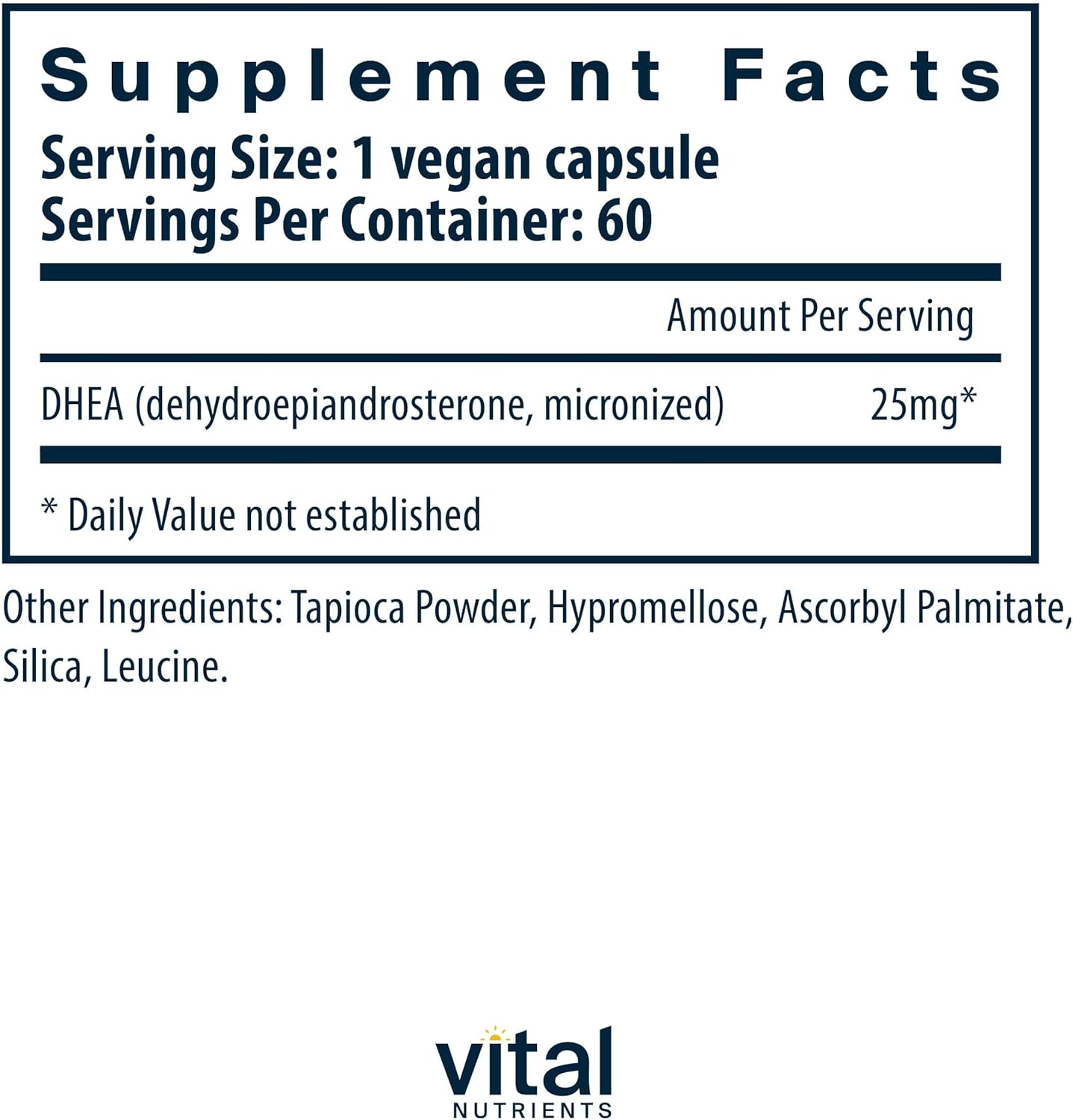 Vital Nutrients Vital Nutrients DHEA 25mg - Angle View